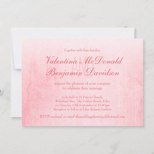 Lichtroze rozen trouwuitnodigingen kaart (Achterkant)