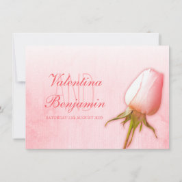 Lichtroze rozen trouwuitnodigingen kaart