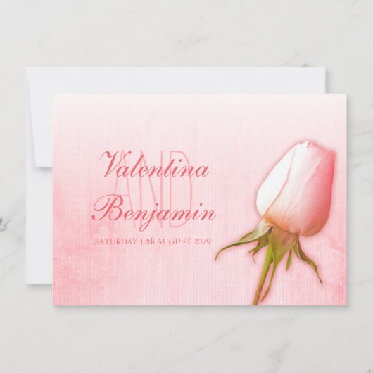 Lichtroze rozen trouwuitnodigingen kaart (Voorkant)