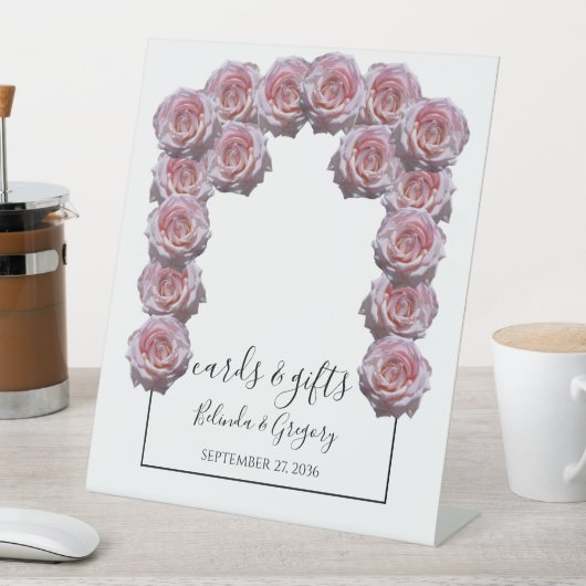 Lichtroze Rozen Weddenenkaarten en cadeaus Reclamebord Met Voetstuk (Insitu)
