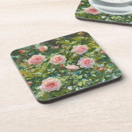 Lichtroze rozentuin bloemen bier onderzetter