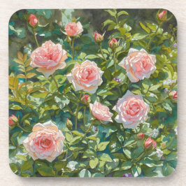 Lichtroze rozentuin bloemen bier onderzetter
