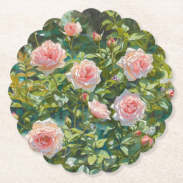 Lichtroze rozentuin bloemen kartonnen onderzetters