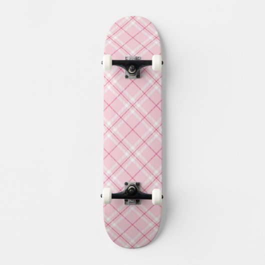 Lichtroze ruit persoonlijk skateboard (Voorkant)