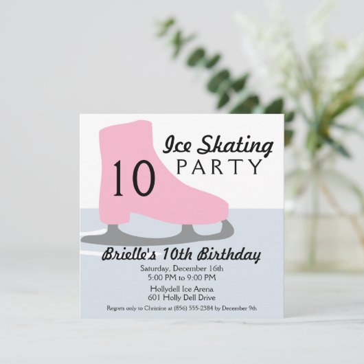 Lichtroze Schaats Datum ijsschaatpartij Kaart (Staand voorkant)