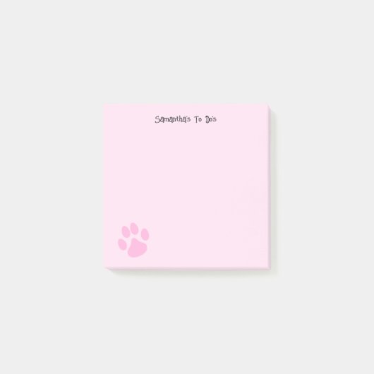 Lichtroze Schattigee Pawprint om te doen Post-it® Notes (Voorkant)