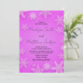 Lichtroze sneeuw bruiloft uitnodigingen (Staand voorkant)