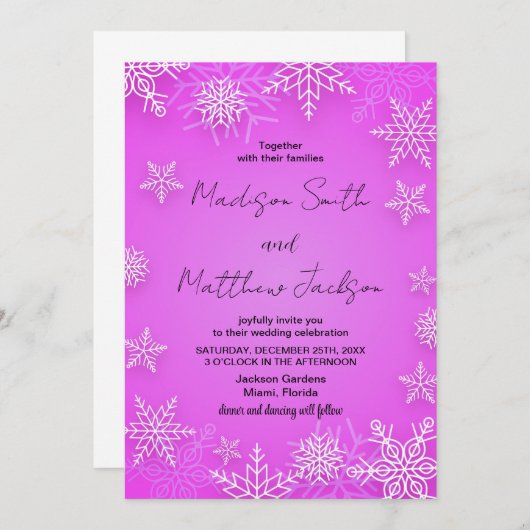 Lichtroze sneeuw bruiloft uitnodigingen (Voorkant / Achterkant)