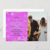 Lichtroze sneeuw bruiloft uitnodigingen met foto (Voorkant / Achterkant)