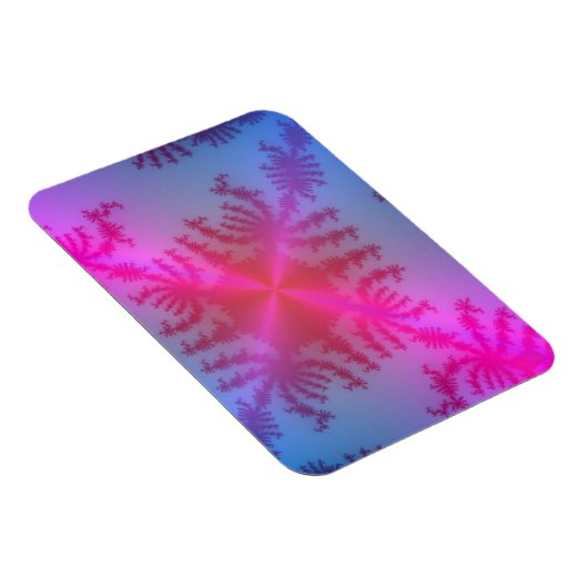 Lichtroze sneeuwvlok op babyblauw magneet (Rechterzijde)