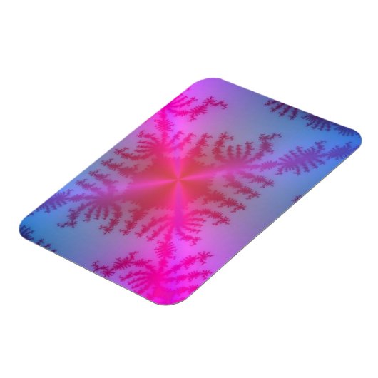 Lichtroze sneeuwvlok op babyblauw magneet (Linkerzijde)