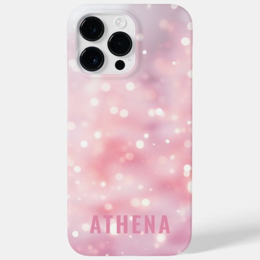 Lichtroze sprankelende glitter bokeh naam trendy Case-Mate iPhone case (Achterkant)