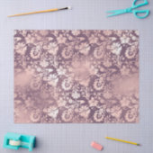 Lichtroze Stencil Flowers op ontlepagina lavender Tissuepapier (Craft)