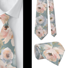 Lichtroze stoffige blauwe rozen bloemenkraag stropdas