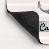 Lichtroze strepen Waterverf Anker Aangepast Muismat (Hoek)