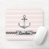 Lichtroze strepen Waterverf Anker Aangepast Muismat (Met muis)