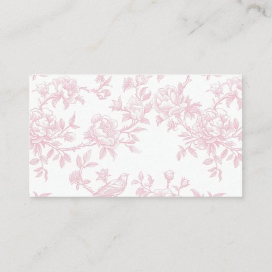 Lichtroze strik en Toile Baby shower Informatiekaartje (Achterkant)