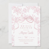 Lichtroze strik en Toile Vrijgezellenfeest Kaart (Voorkant)