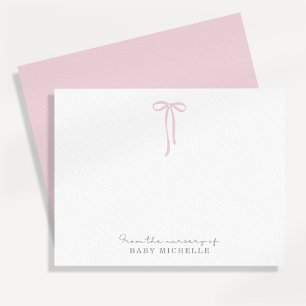 Lichtroze strik van de kwekerij van, dank u kaart