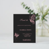 Lichtroze Sweet 16 Butterflies Kaart (Staand voorkant)