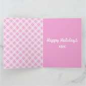 Lichtroze tartan Christmas feestdagen Merry Bright Kaart (Binnen)