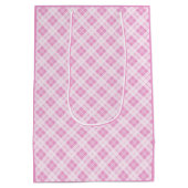 Lichtroze tartan Christmas feestdagen patroon Medium Cadeauzakje (Achterkant)