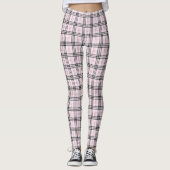 Lichtroze Tarten Plaid Vrouwen Leggings (Voorkant)