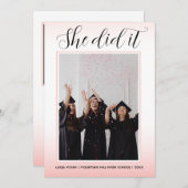 Lichtroze thema Typografie Foto Afstuderen Kaart (Voorkant / Achterkant)