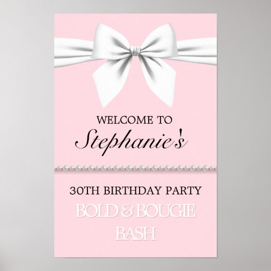 Lichtroze Tiffany Theme Party Welkomstbord Poster (Voorkant)