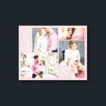 Lichtroze trouwfotocollage met 5 Afbeeldingen Canvas Afdruk<br><div class="desc">Stijlvolle en mooie 5 bruiloft fotografie afbeeldingen - Custom keepsake collage gewikkeld canvas met kleur blokontwerp in pastel licht roze en wit - met uw monogram initiaal letter, Mr en Mrs gepersonaliseerde achternaam tekst, en 5 trouwdag afbeeldingen! Het is leuk om te creëer, en ik heb het super makkelijk gemaakt...</div>