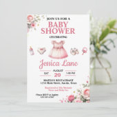 Lichtroze Tutu Girl Baby shower Uitnodiging (Staand voorkant)