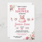 Lichtroze Tutu Girl Baby shower Uitnodiging (Voorkant / Achterkant)