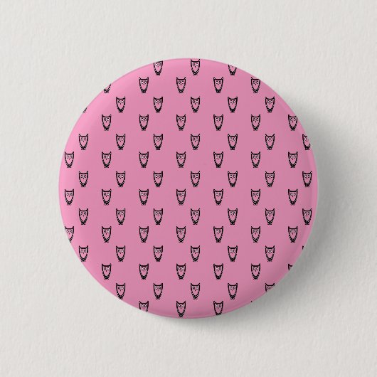 Lichtroze uil patroon ronde button 5,7 cm (Voorkant)