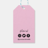 Lichtroze Uw Logo Social Media Prijs Cadeaulabel (Achterkant)