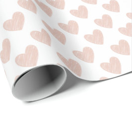 Lichtroze Valentijnsdag met kreukbreuk Harten Cadeaupapier