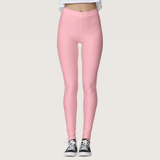 Lichtroze vaste kleur leggings (Voorkant)