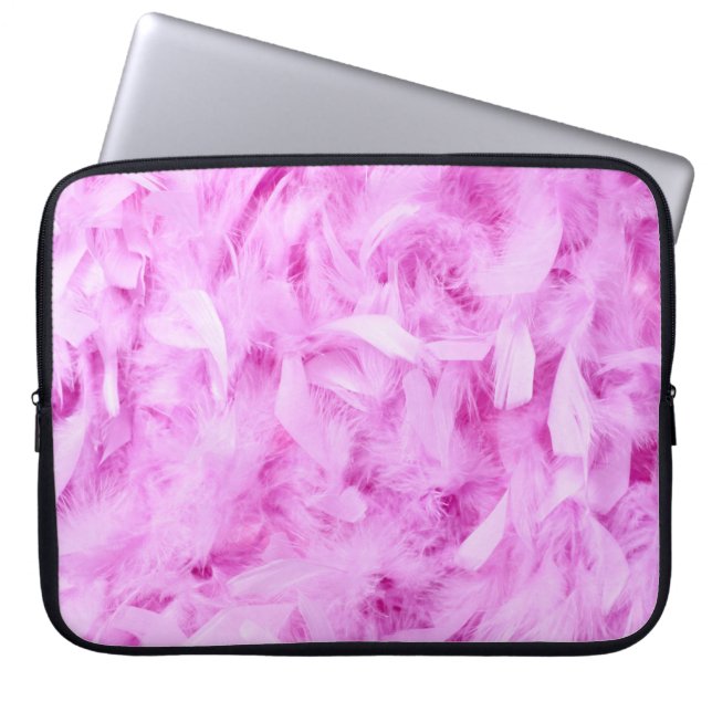 Lichtroze veren laptophoes laptop sleeve (Voorkant)