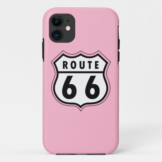 Lichtroze verkeersbord Route 66 Case-Mate iPhone Case (Achterkant)