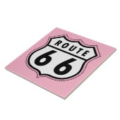 Lichtroze verkeersbord Route 66 Tegeltje (Zijkant)