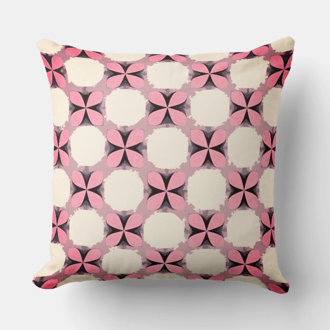 Lichtroze Vier Petalen Bloem Kussen (Voorkant)