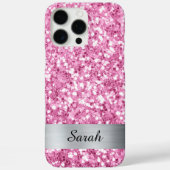 Lichtroze vierkante glittershimmer strook folie Case-Mate iPhone case (Achterkant)