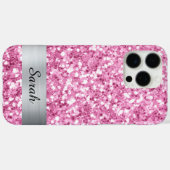 Lichtroze vierkante glittershimmer strook folie Case-Mate iPhone case (Achterkant (horizontaal))