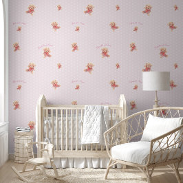 Lichtroze Vintage Teddyshapenthema Behang