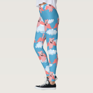 Lichtroze vleugelende Cartoon Leggings