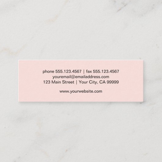  Lichtroze Vlinder Logo Modern Mini Visitekaartje (Achterkant)