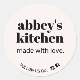 Lichtroze Voeg toe Logo Zelfgemaakte Baked Goods Ronde Sticker