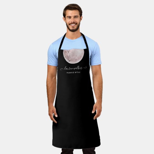 lichtroze volle maan elegant make - up artiest schort (Gedragen)