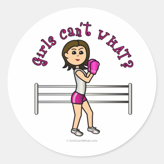 Lichtroze Vrouwen doos Ronde Sticker (Voorkant)