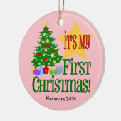 Lichtroze w/Tree Baby's eerste kerst Ornament (Links)