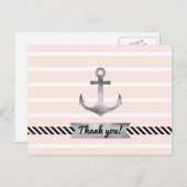 Lichtroze Waterverf anker gepersonaliseerde tekst Briefkaart (Voorkant / Achterkant)